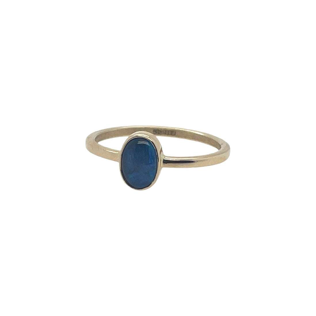Handsmíðað hringur með bláum opal