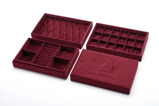 Vera Design - Stacker skartgripaskrín Burgundy Velvet