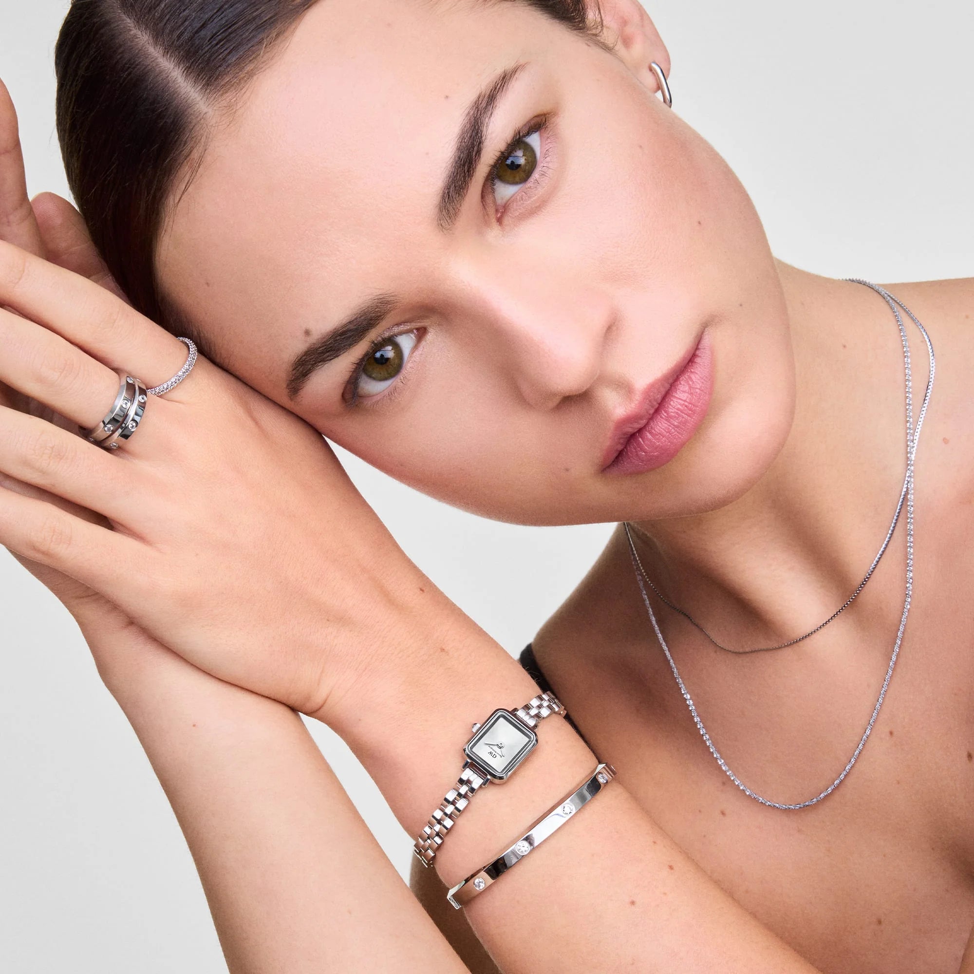 Daniel Wellington - Quadro Mini Arch 3-link White Sunray Silver