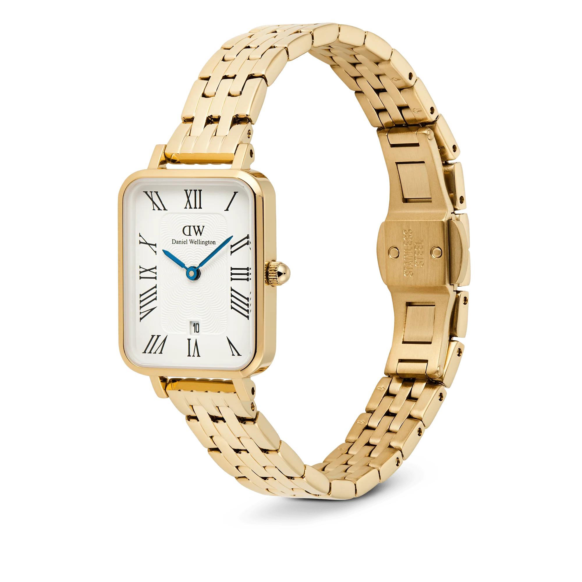 Daniel Wellington - Quadro Roman Numerals Date 5-link Gold